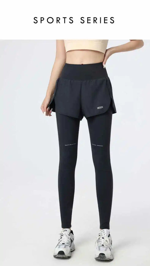PHIGEER Women's High Waist 2-in-1 Yoga Leggings with Shorts