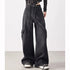 Girls Retro Streetwear Wide Leg Black Jeans