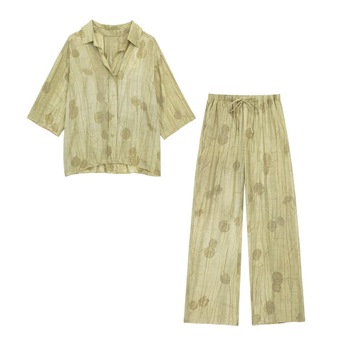 Women's Jacquard Floral Print Loose Set