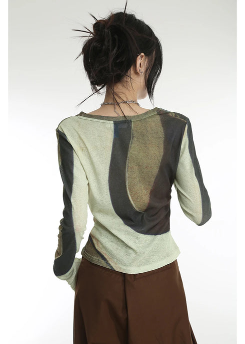 Karrcat Cyber Y2k Tops Japanese Harajuku Patchwork T-shirt Grunge Gradient Print Crop Tops Korean Fashion Chic Streetwear 00s