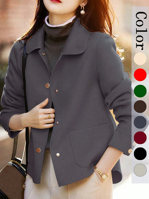 Classic Solid Woolen Coat for Women