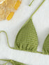 Elegant Green Hanging Neck Bikini Swimsuit