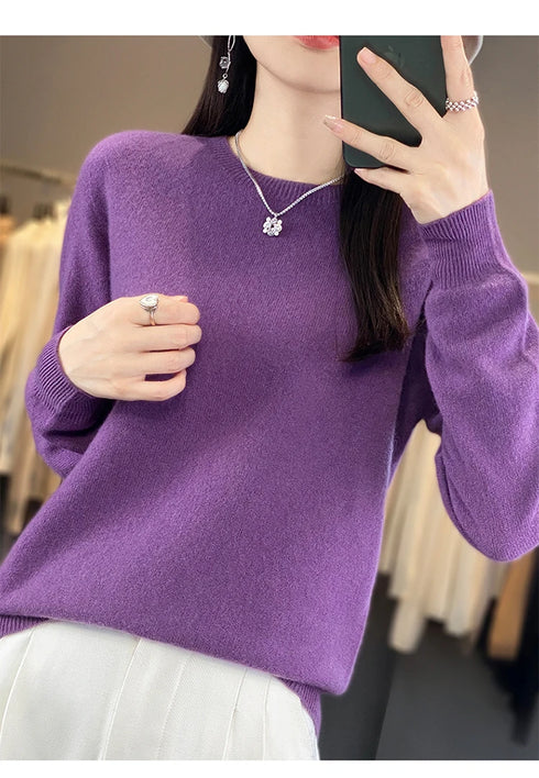 100% Merino Wool Long Sleeve Sweater for Women