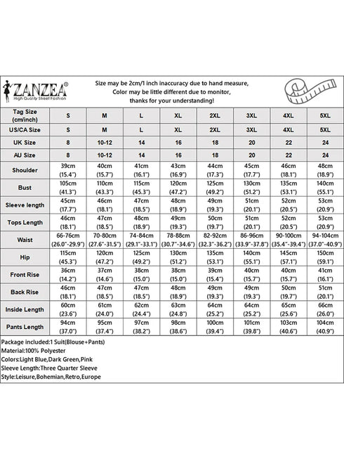 ZANZEA Women's 2 Piece Autumn Co-ord Set