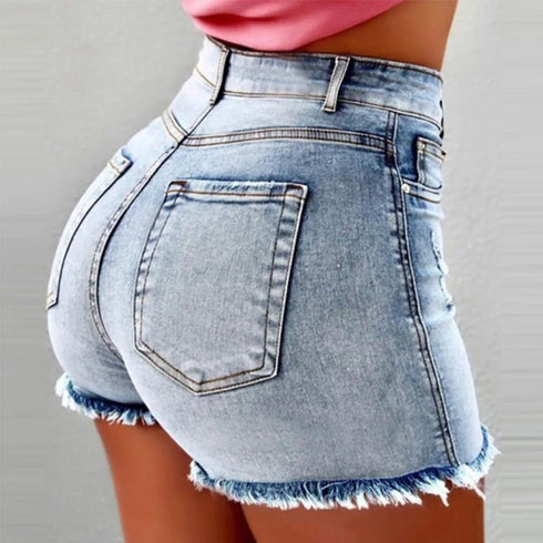 Women's High Waisted Distressed Denim Shorts