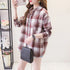 Loose Fit Cotton Plaid Shirt for Women