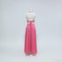 Women's Pink Two Piece Halter Collar Crop Top & Maxi Skirt
