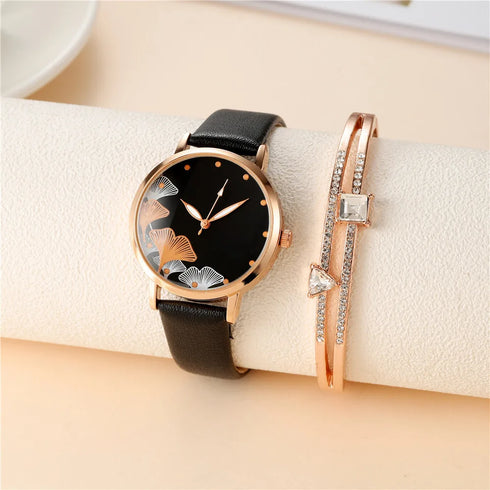 Elegant Black and White Design Ladies' Quartz Watch