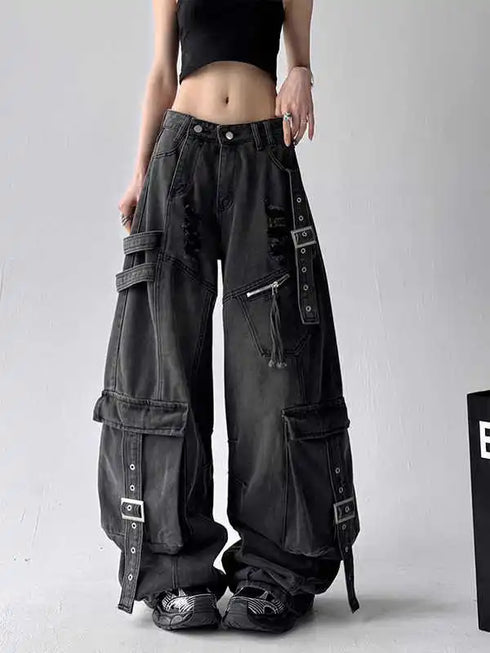 High Waisted Black Wide Leg Jeans for Women