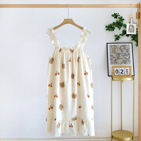 Ladies Summer Cotton Spaghetti Strap Nightdress