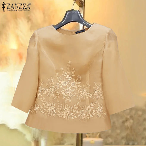 ZANZEA Elegant Embroidered Blouse for Women