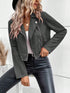 Faux Suede Biker Jacket with Zipper Detail