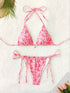 Floral Print Triangle Bikini Set with Brazilian Bottoms