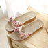 Women's Summer Casual Slides with Striped Bow Detail