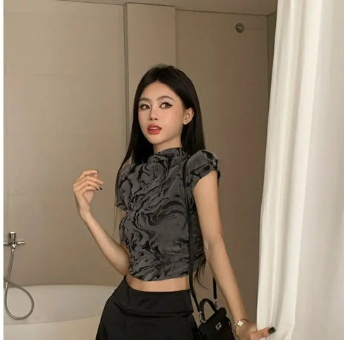 Summer Smudge Tie Dye Half Turtleneck Slim Fit Tee