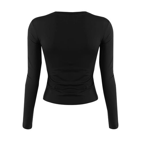 Womens Long Sleeve Bodycon Crop Top - Solid Colours