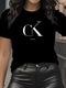 Y2K Cartoon Letter Print Crew Neck T-Shirt for Women