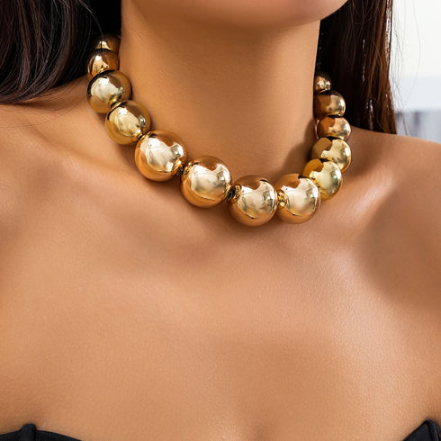 Exaggerated Goth Big Ball Bead Choker Necklace