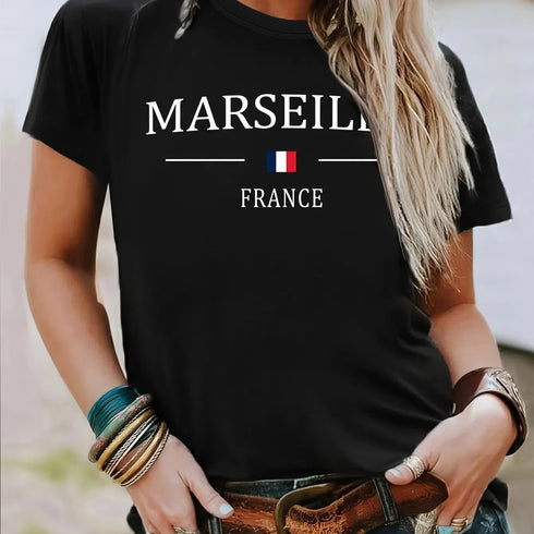 Womens Trendy Letter Print T-Shirt for Effortless Style