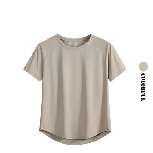 DRUR Women Sports T-shirt Short Sleeve Quick Dry Loose Compression Shirt Female Summer Fitness Sweatshirt Running Gym Tops New