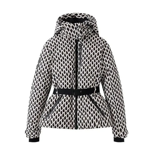 Women's Hooded Padded Winter Parka Coat with Belt