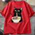 Funny Cat Noodle Ramen T Shirt for Foodie Lovers Unisex Short Sleeve Casual Top for Men Women