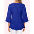 Plus Size V-Neck Casual Ruffle Edge 3/4 Sleeve Top