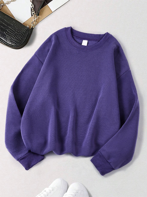 Women's Loose Fleece Pullover Sweatshirt