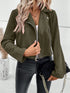 Faux Suede Biker Jacket with Zipper Detail