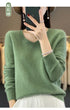 100% Merino Wool V-Neck Pullover Sweater for Women