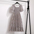 Floral A-Line Chiffon Dress with Short Sleeves