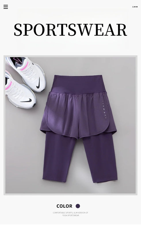 DRUR High Waist Knee Length Yoga Pants for Women