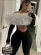 Furry Patchwork Backless Jumpsuit for Women