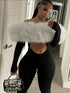 Furry Patchwork Backless Jumpsuit for Women