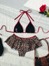 Leopard Print Bikini Set with Thong Skirt
