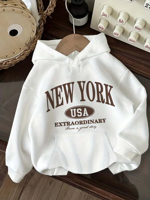 Casual Women's Oversized Hoodie with New York Print