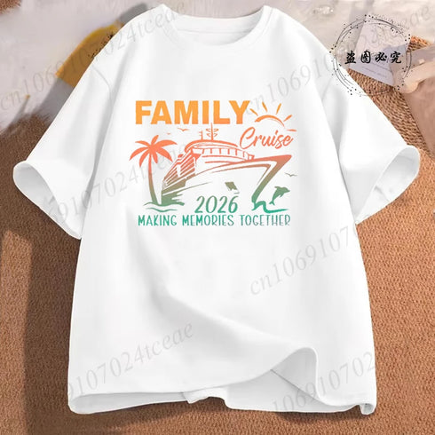Bestie Vacation T-Shirts Personalized Family Cruise 2026 Matching Shirts Casual Short Sleeve Tees for Family Group Matching Tops