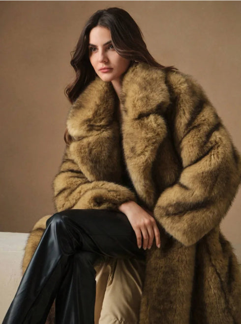 Eco Faux Fur Coat for Women - Stylish Gradient Jacket