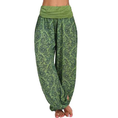 Plus Size Printed Wide Leg Harem Pants