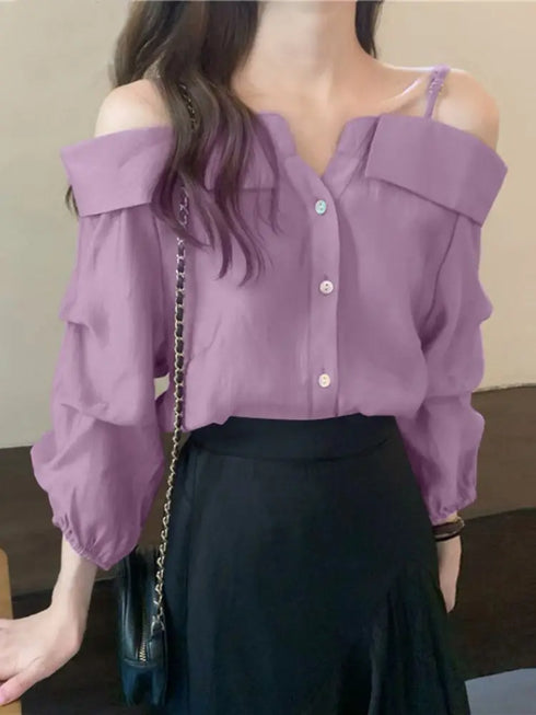 ZANZEA Off Shoulder Pleated Blouse for Women