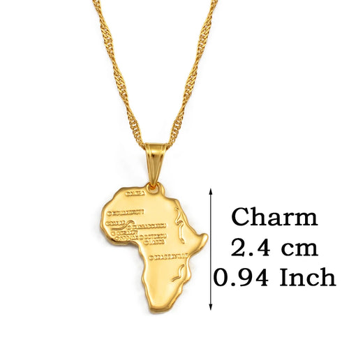 Anniyo Africa Map Pendant Necklace - Silver & Gold