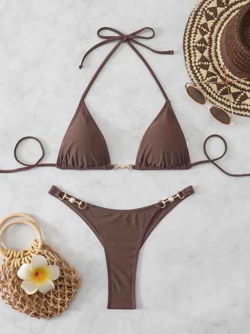 Stylish Chain Detail Bikini Set for Women