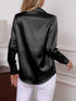 Elegant Turn-down Collar Button-front Satin Long Sleeve Women's Shirt for Daily Commute And Business Casual Wear