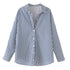 HXAO 2025 Shirts Blouses New Long Striped Shirt Women Long Sleeve Casual Shirts Large Tops Summer Plain Button Up Shirts 088