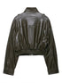 Chic Faux Leather Jacket for Women - Casual Long Sleeve