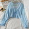 Summer Ruffled Chiffon Long Sleeve Blouse