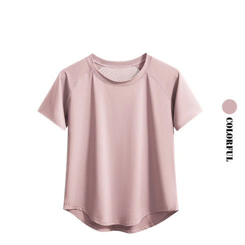 DRUR Women Sports T-shirt Short Sleeve Quick Dry Loose Compression Shirt Female Summer Fitness Sweatshirt Running Gym Tops New