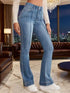 High Waist Flared Jeans with Seam Detail