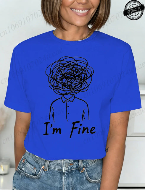 Harajuku I'm Fine Graphic T-Shirt for Women