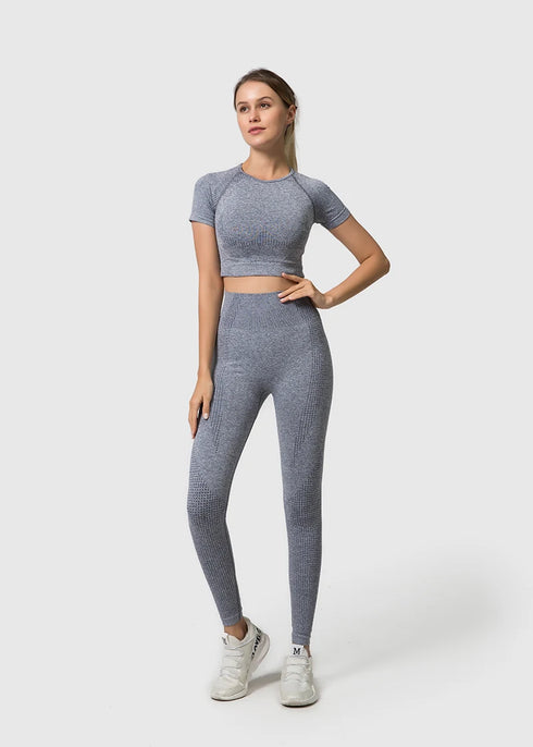 WAREBALL Women's Yoga Set - Long Sleeve Crop Top & Leggings